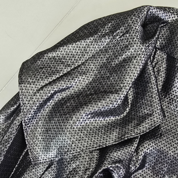 IRO Kinao Mini Dress - Shimmering Pewter Print - Size 36 - Picture 7 of 11